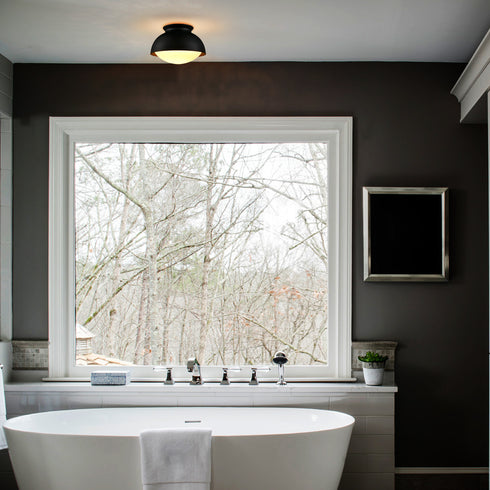 Black Glass Ceiling Light Flush Mount Fixture